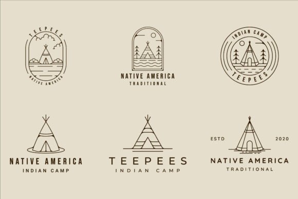 Download Set of Teepees Indian Line Art Logo - Art Collection