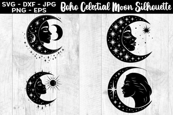 Download Boho Celestial Moon Silhouettes SVG EPS - Svg Collection