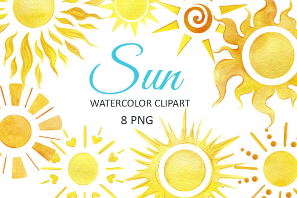 Download Sun Clipart, Summer Watercolor Set - Art Collection