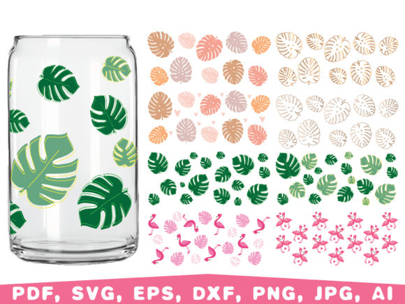 Download Monstera Can Glass Wrap SVG - Svg Collection