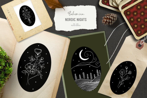 Download Mystical Boho Clipart with Flowers - Art Collection